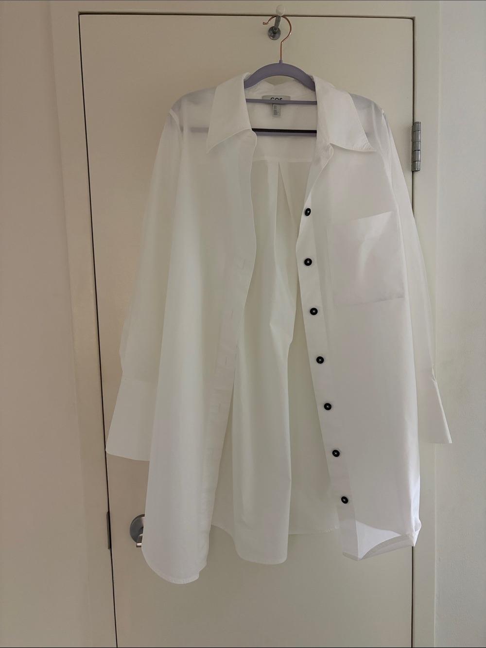 White Long Button-Up Shirt. Size 10. Excellent condition.